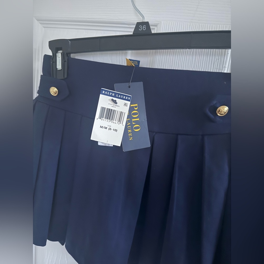 Ralph Lauren Dark Blue Mini Skirt with Gold Accents